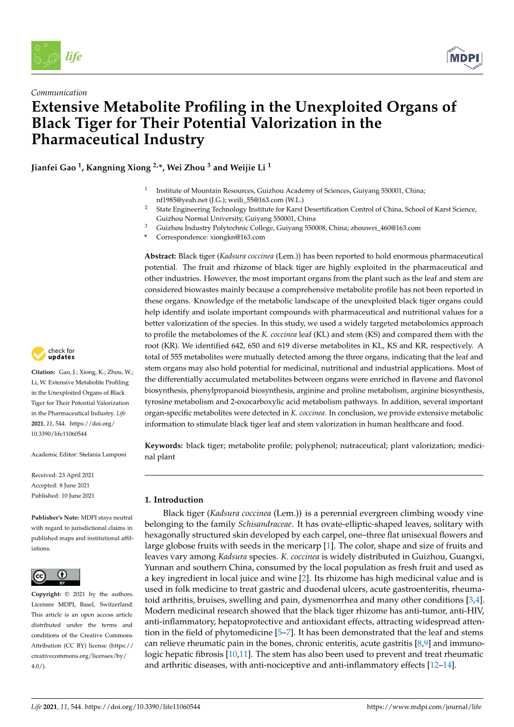 Extensive Metabolite Profiling in the Unexploited Organs of Black Tiger
