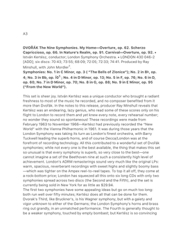 A3 DVOŘÁK the Nine Symphonies. My Home—Overture, Op. 62