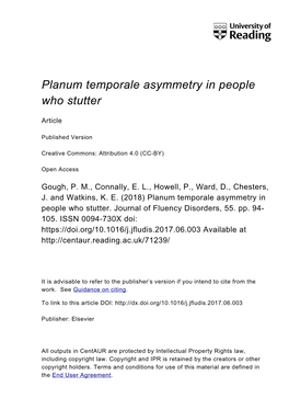 Planum Temporale Asymmetry in People Who Stutter