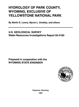 Hydrology of Park County, Wyoming, Exclusive of Yellowstone National Park