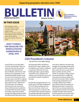 CGS President's Column