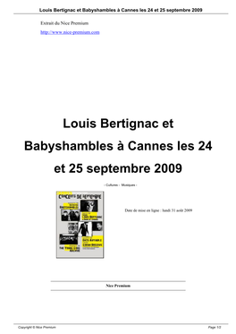 Louis Bertignac Et Babyshambles À Cannes Les 24 Et 25 Septembre 2009