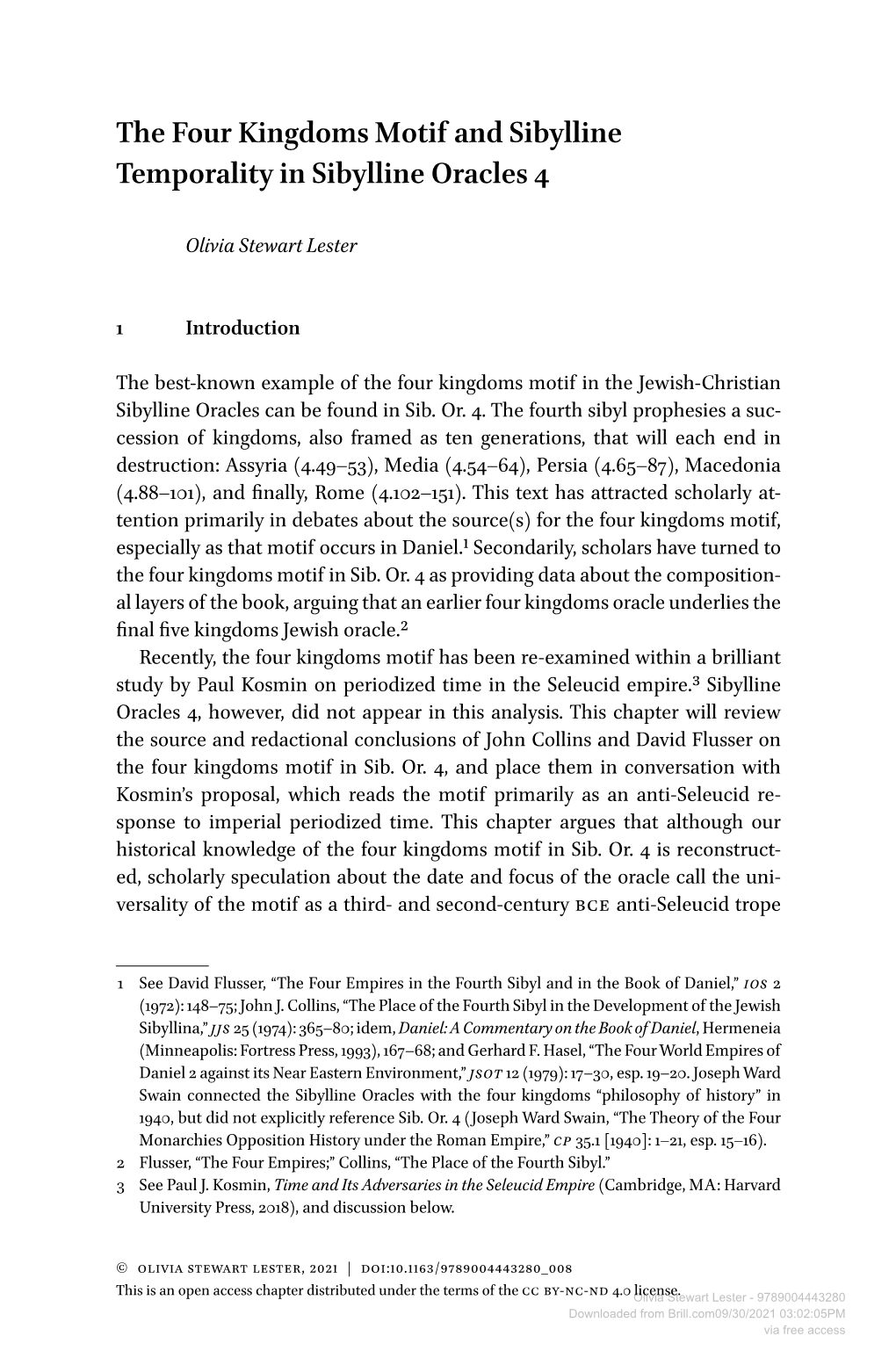 The Four Kingdoms Motif and Sibylline Temporality in Sibylline Oracles 4