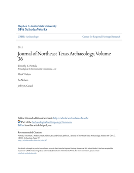 Journal of Northeast Texas Archaeology, Volume 36 Timothy K