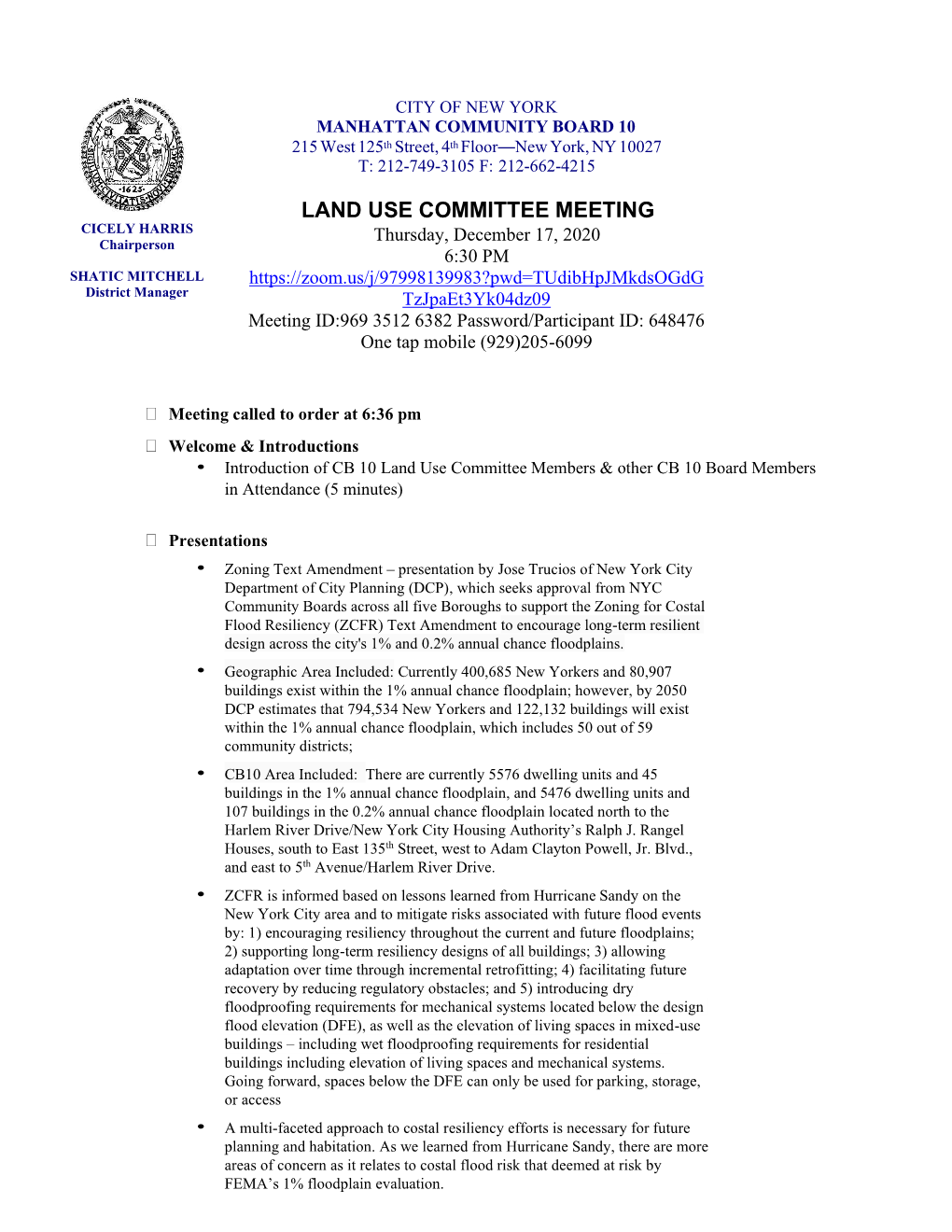 Land Use Committee Meeting