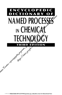 Named Processes in Chemical Technology Third Edition