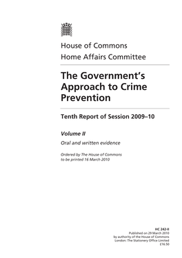 The Government's Approach to Crime Prevention