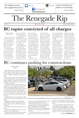 BC Rapist Convicted of All Charges BC Continues Parking Lot Constructions