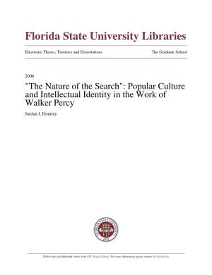Popular Culture and Intellectual Identity in the Work of Walker Percy Jordan J
