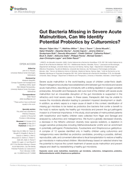 Gut Bacteria Missing in Severe Acute Malnutrition, Can We Identify Potential Probiotics by Culturomics?