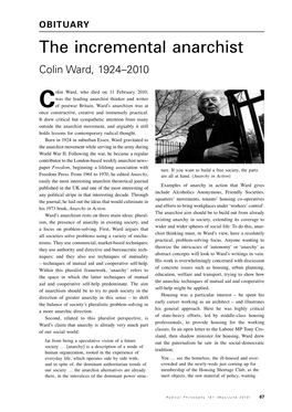 The Incremental Anarchist Colin Ward, 1924–2010