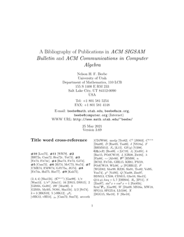 A Bibliography of Publications in ACM SIGSAM Bulletin and ACM Communications in Computer Algebra
