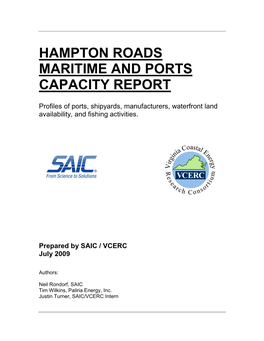 Hampton Roads Maritime and Ports Capacity Report