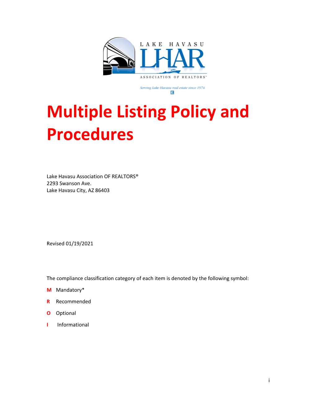 Multiple Listing Policy and Procedures