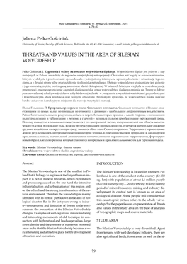 Threats and Values in the Area of Silesian Voivodeship