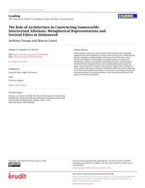The Role of Architecture in Constructing Gameworlds