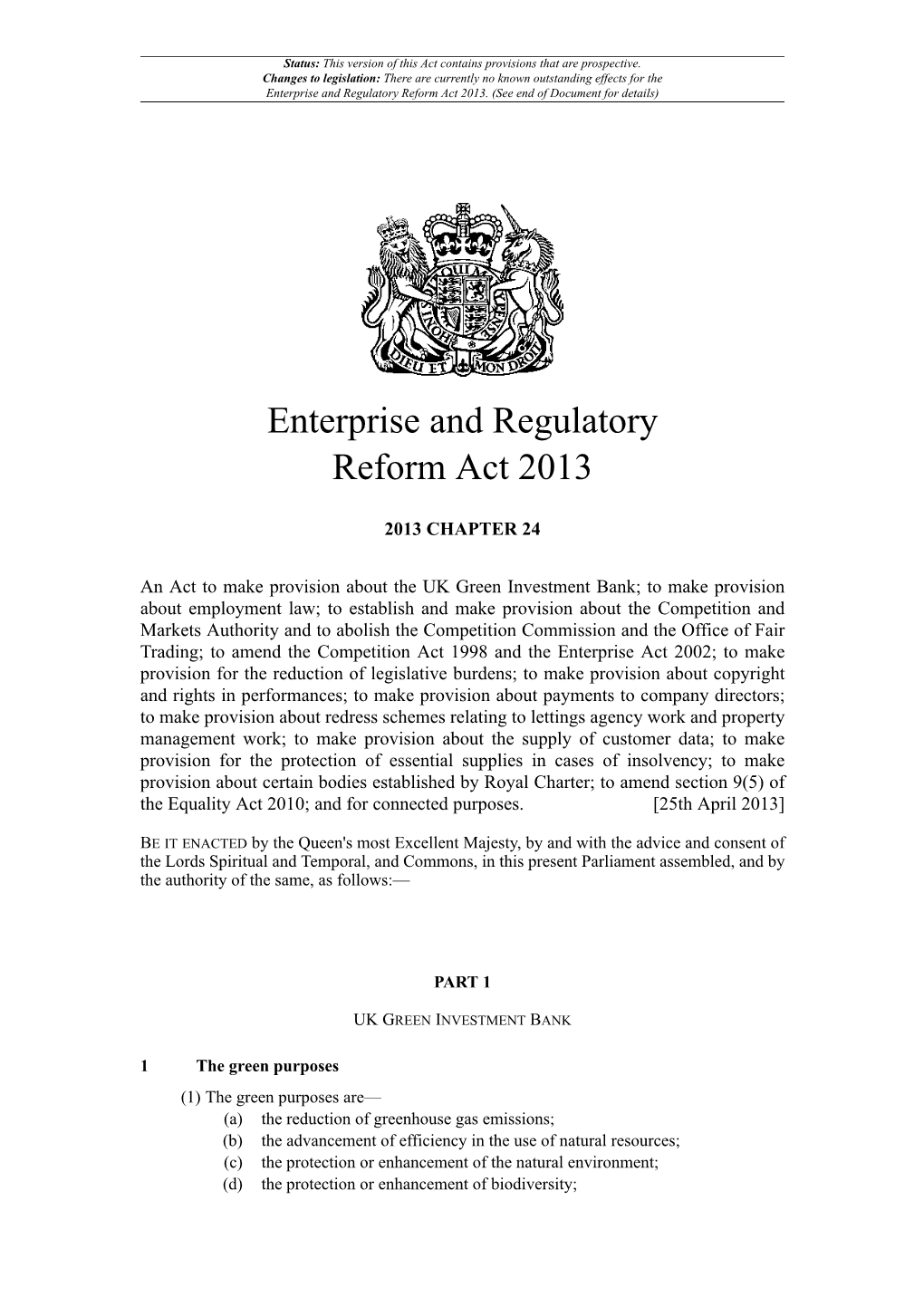Enterprise and Regulatory Reform Act 2013