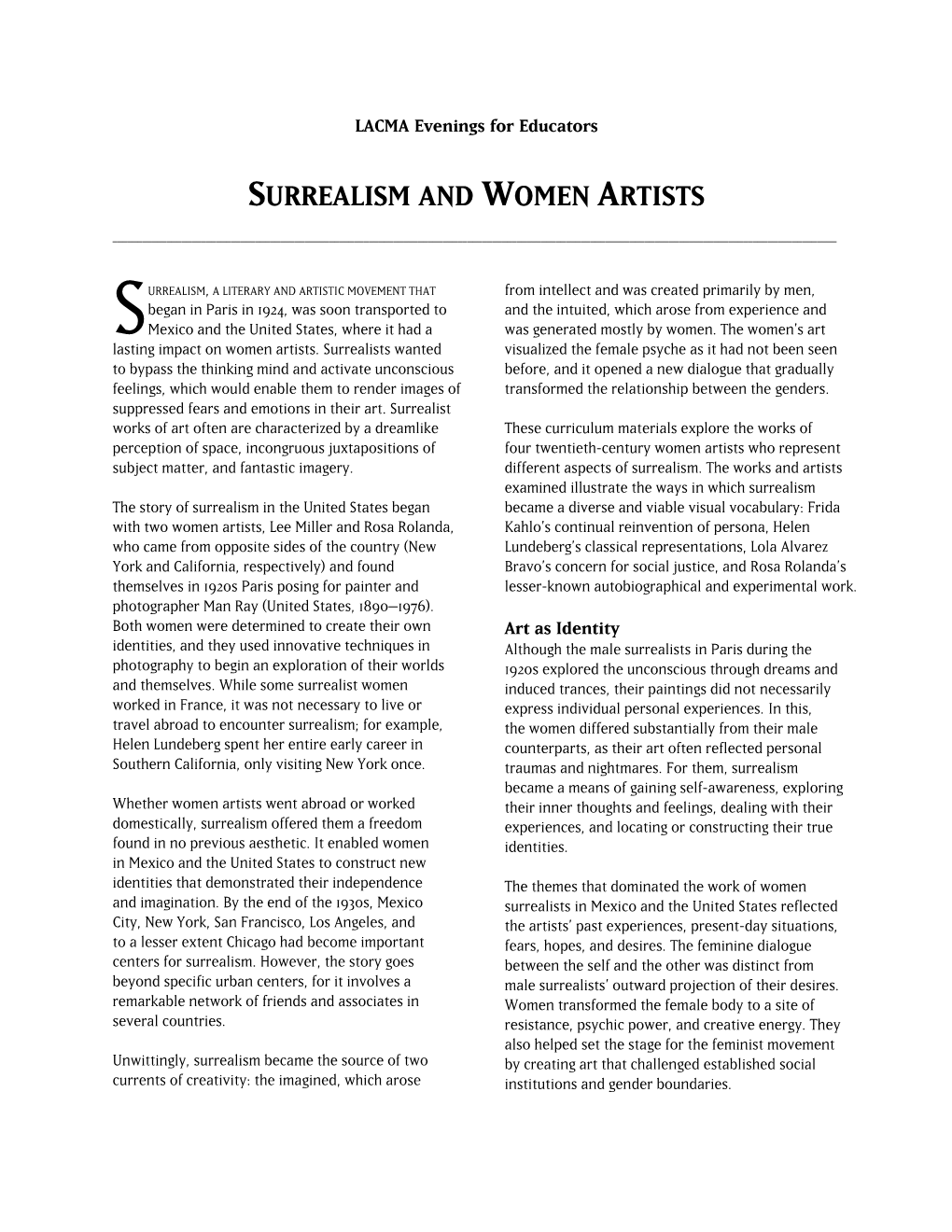 Surrealism and Women Artists