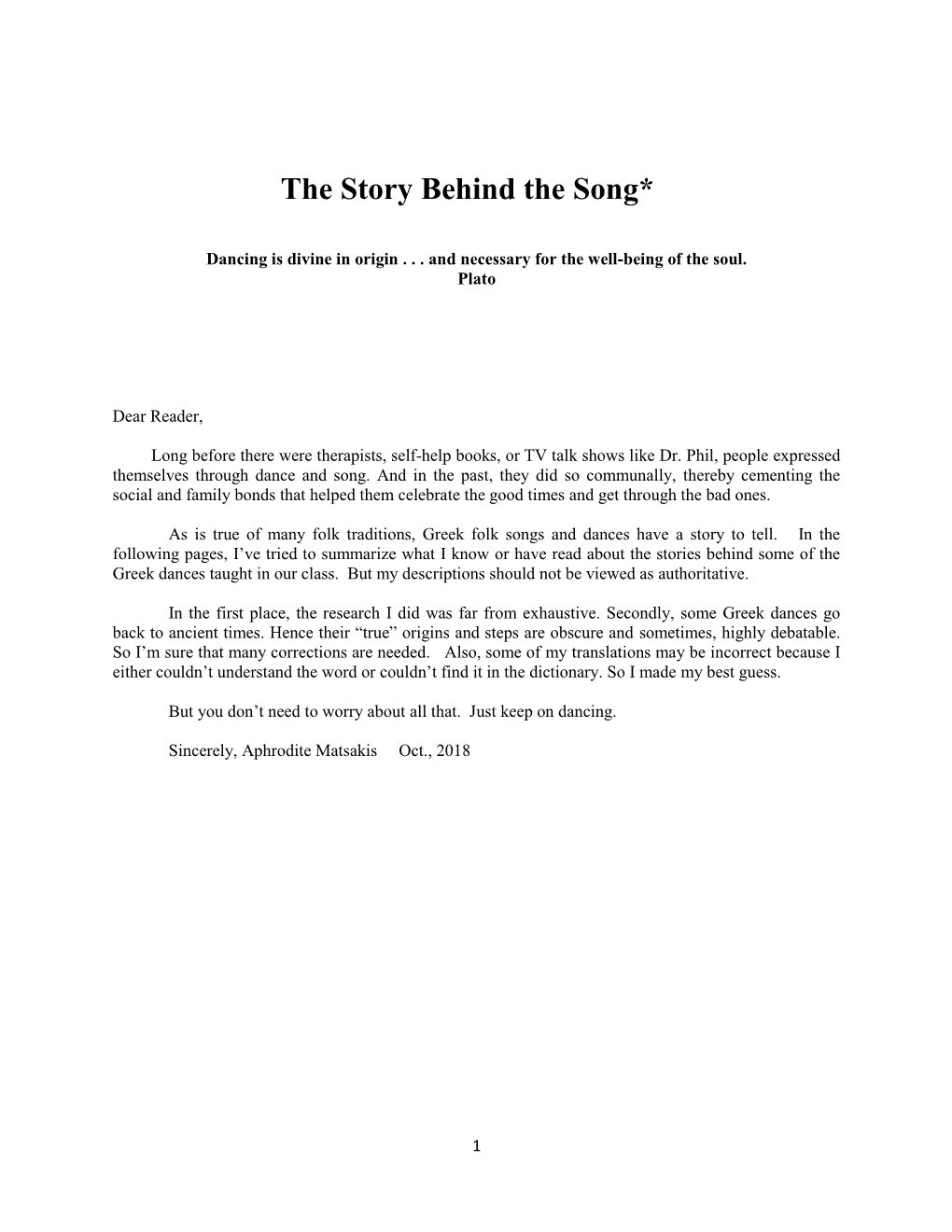 The Story Behind the Song*