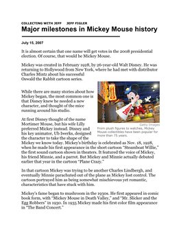 Major Milestones in Mickey Mouse History