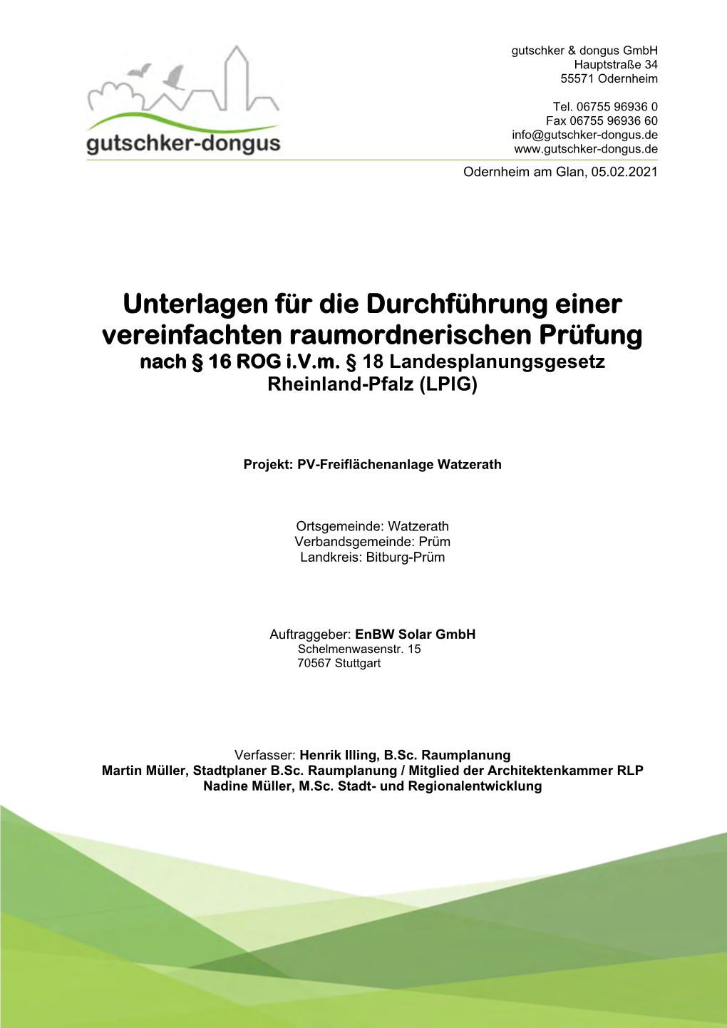 Unterlagen Für Die Durchführung Einer Vereinfachten Raumordnerischen Prüfung Nach § 16 ROG I.V.M