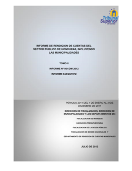 Informe De Rendicion De Cuentas Del Sector Público De Honduras, Incluyendo Las Municipalidades