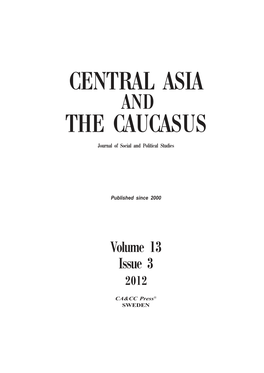 Vladimir Putin Entitled “Russia: the His Twelve Years on the Political Olympus That the 13 Volume 13 Issue 3 2012 CENTRAL ASIA and the CAUCASUS