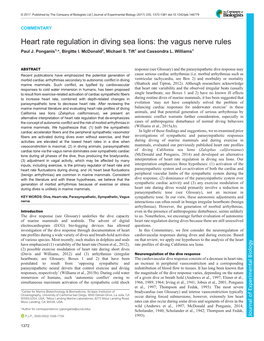 Heart Rate Regulation in Diving Sea Lions: the Vagus Nerve Rules Paul J