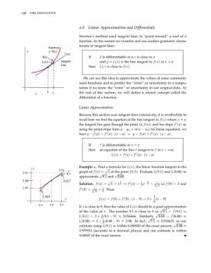 2.8 Linear Approximation and Differentials
