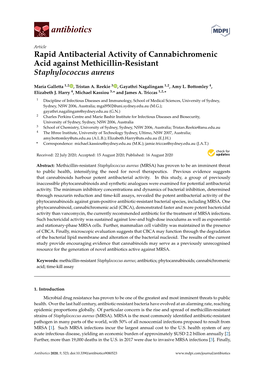 Rapid Antibacterial Activity of Cannabichromenic Acid Against Methicillin-Resistant Staphylococcus Aureus