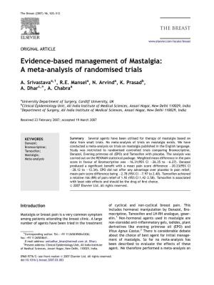 Evidence-Based Management of Mastalgia: a Meta-Analysis of Randomised Trials