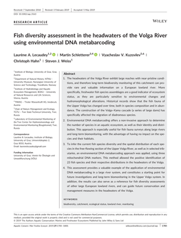 Fish Diversity Assessment in the Headwaters of the Volga River Using Environmental DNA Metabarcoding