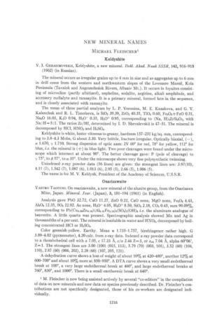 NEW MINERAL NAMES Mrcuapr Frnrscnpnr Keldyshite 4.Rr (7),R.542