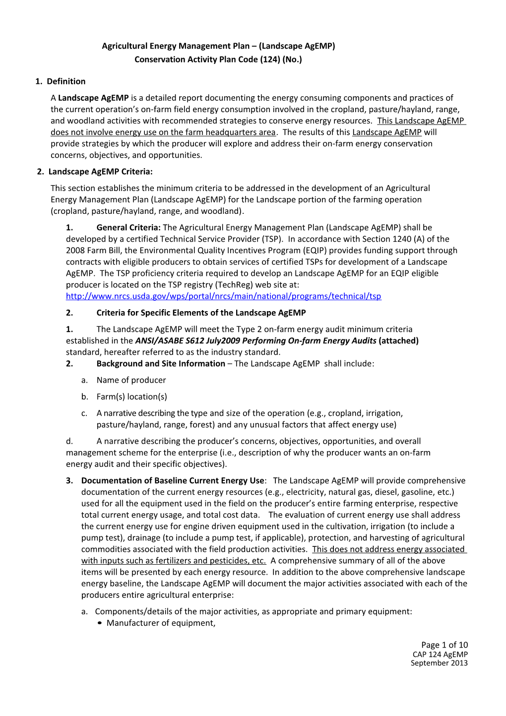 Agricultural Energy Management Plan (Landscape Agemp)