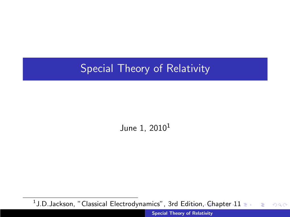 Special Theory of Relativity