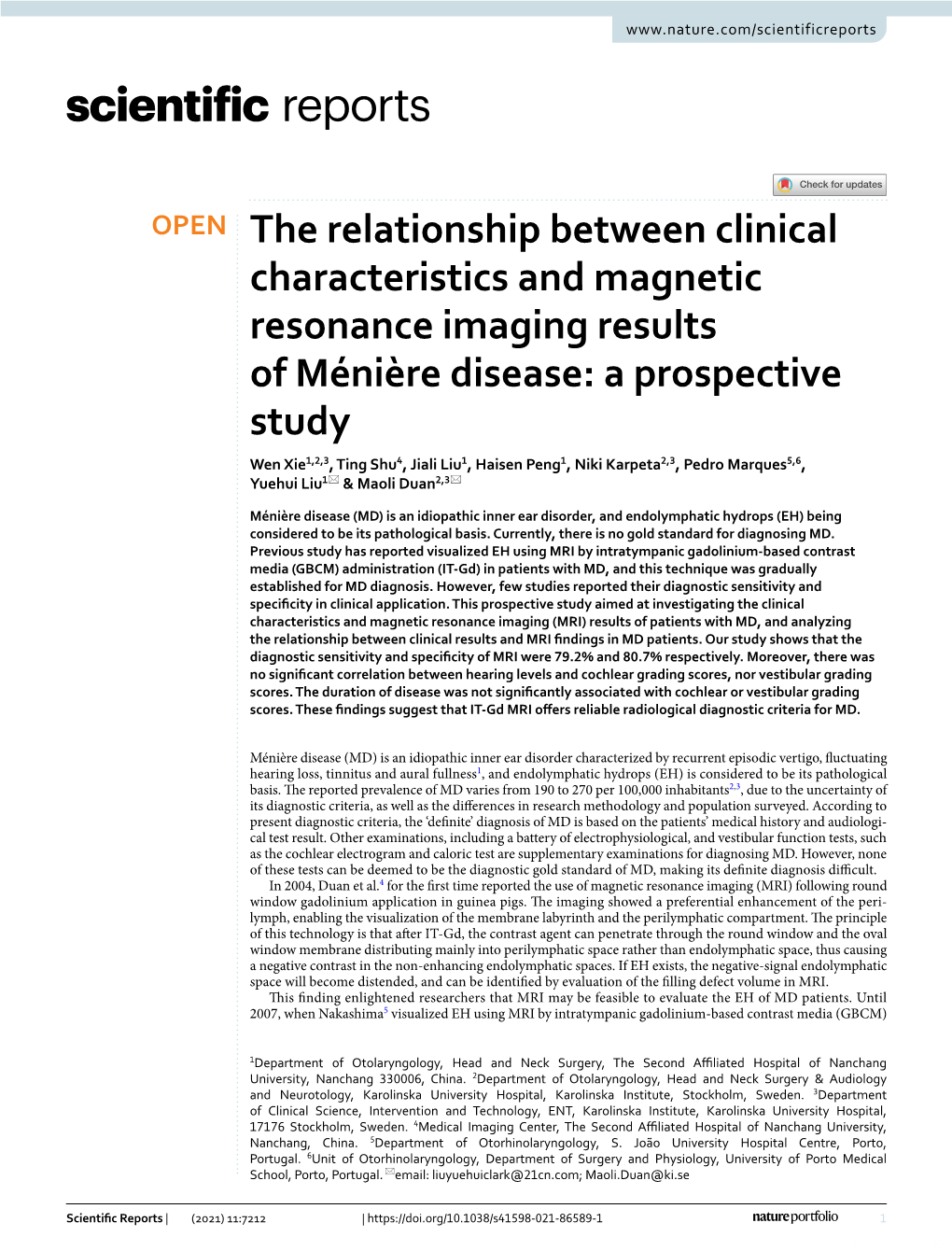 The Relationship Between Clinical Characteristics and Magnetic