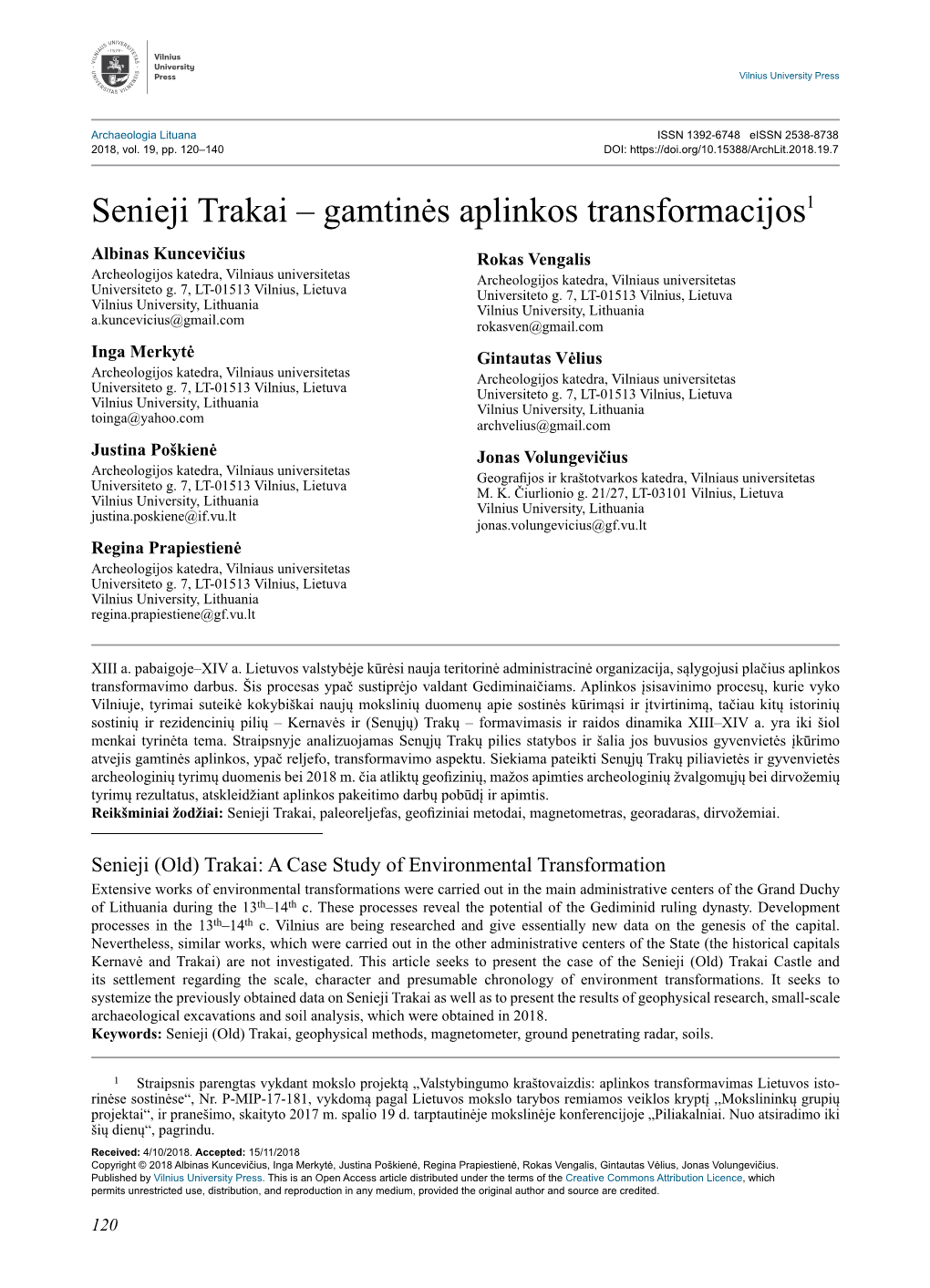 Senieji Trakai – Gamtinės Aplinkos Transformacijos1