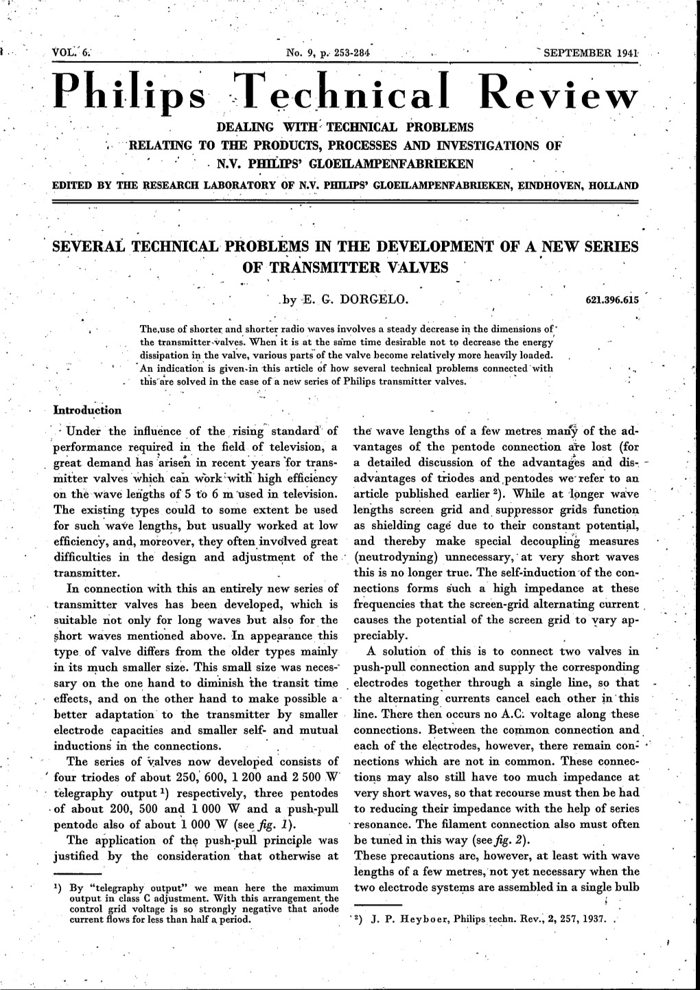 Philip~· ·.Tec.Hnicai Review DEALING WITH:' TECHNICAL PROBLEMS .':RELATING, to the PRODUCTS, PROCESSES and INVESTIGATIONS of , ,N.V