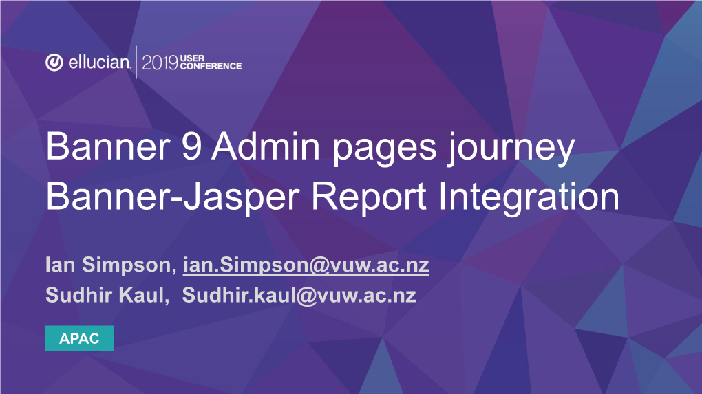 Banner 9 Technical Journey and Jasper Integration