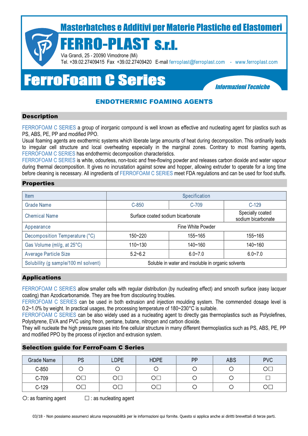 Endothermic Foaming Agents