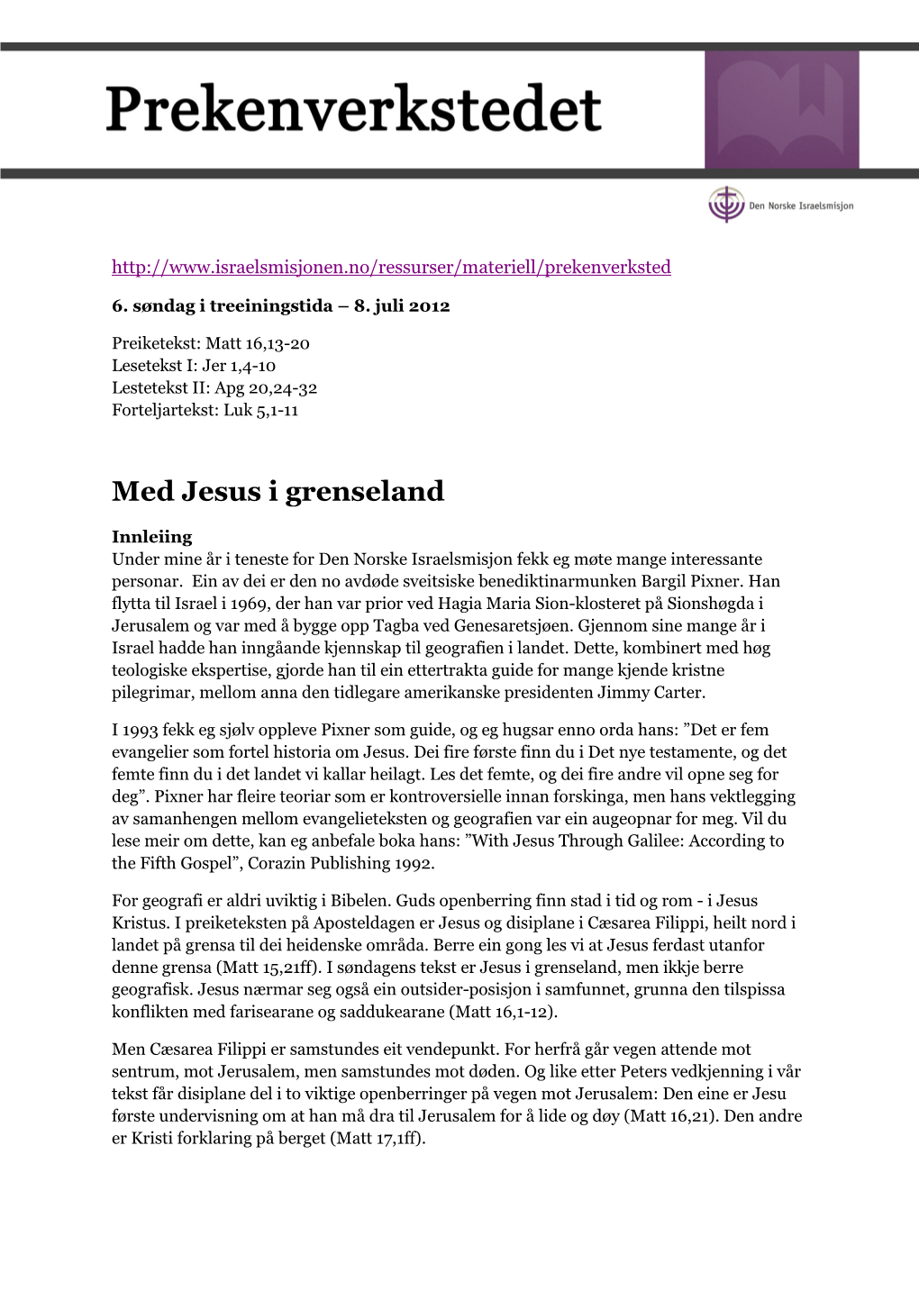 Med Jesus I Grenseland