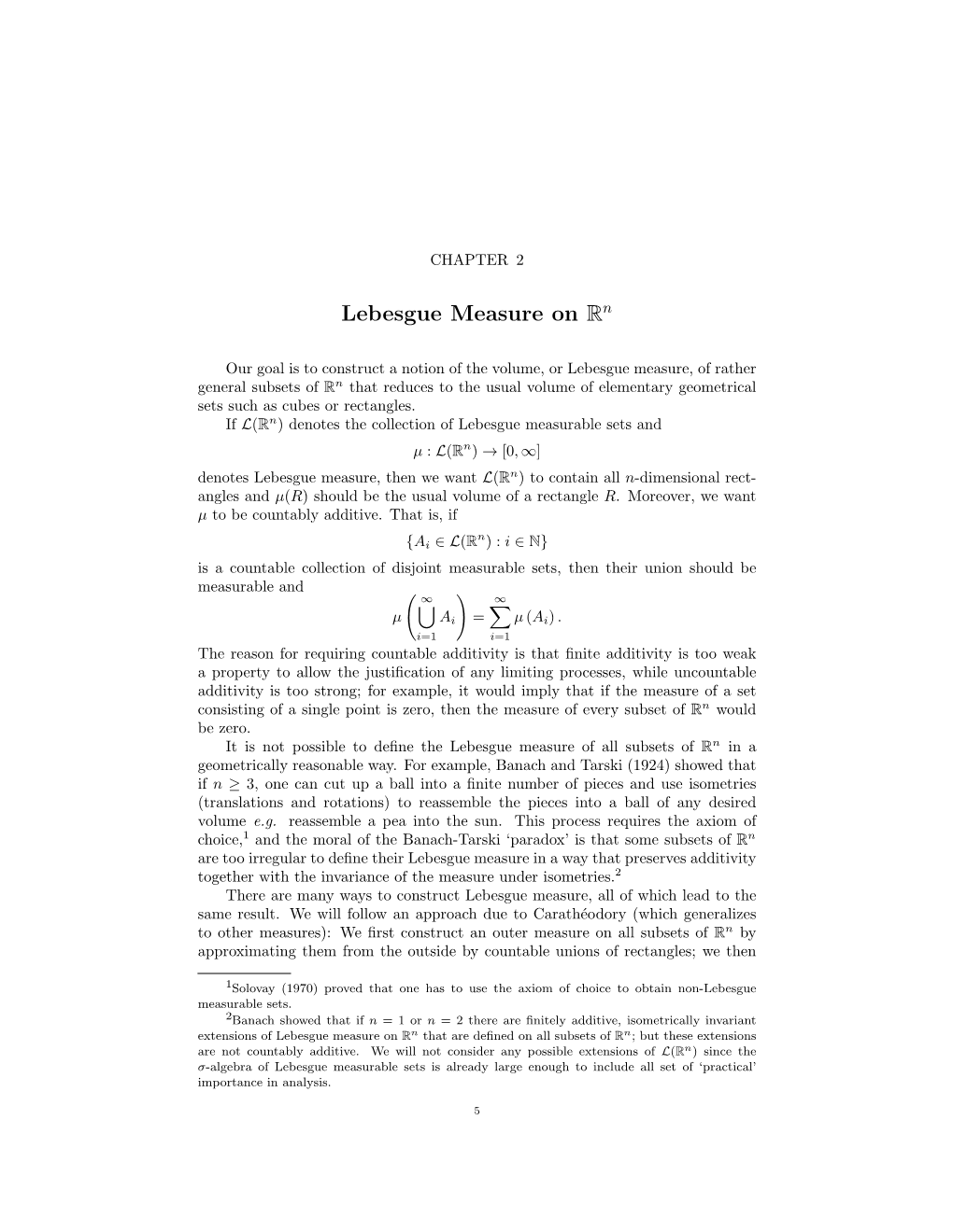 Lebesgue Measure on Rn