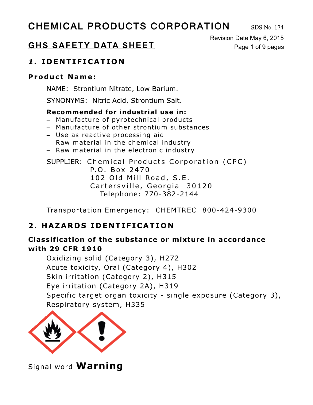 Strontium Nitrate, Low Barium