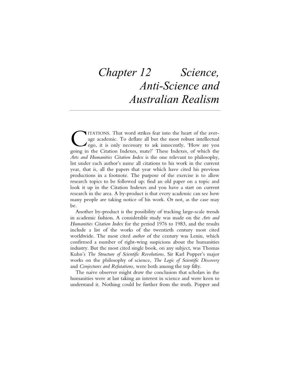 Chapter 12 Science, Anti-Science and Australian Realism