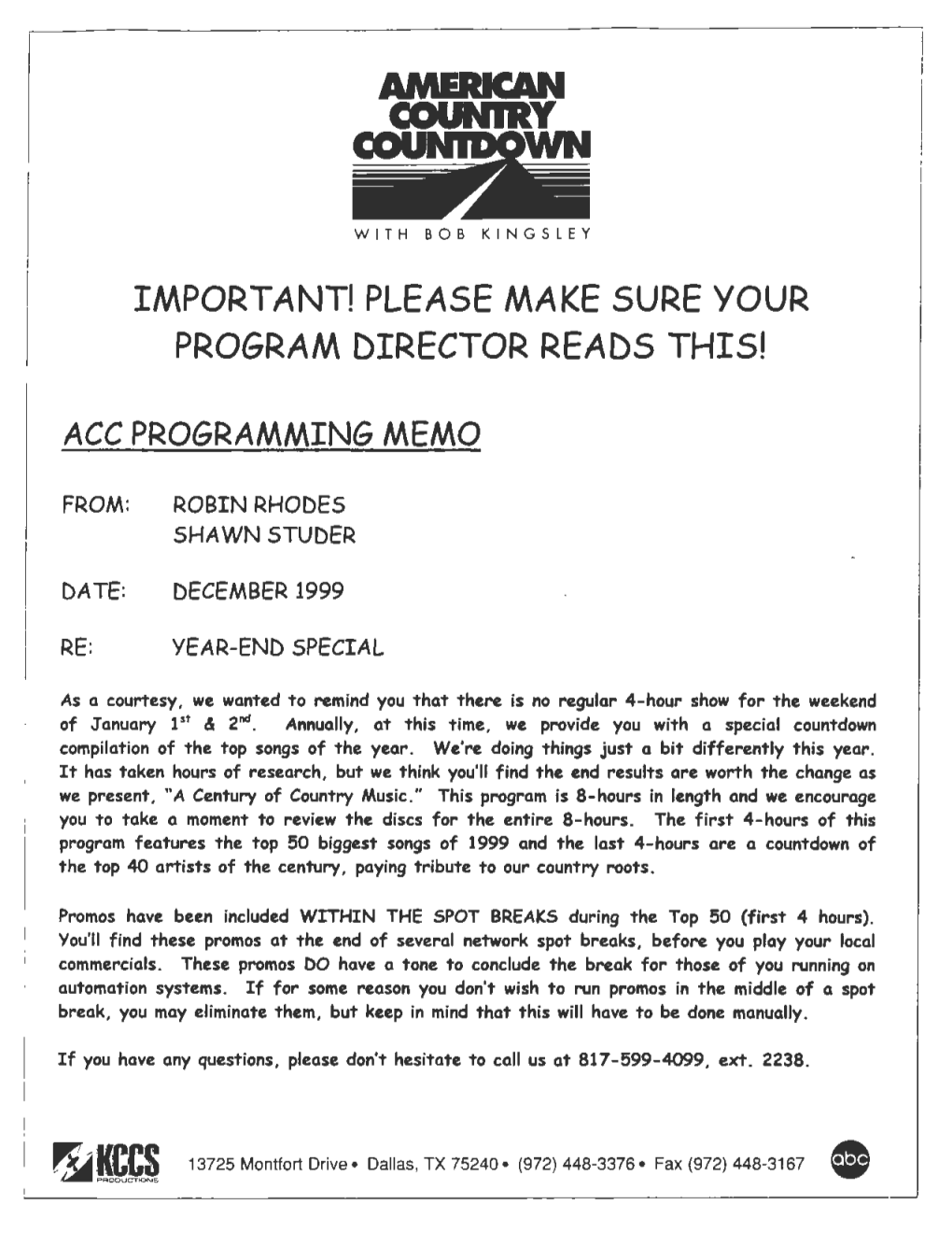 Acc Programming Memo