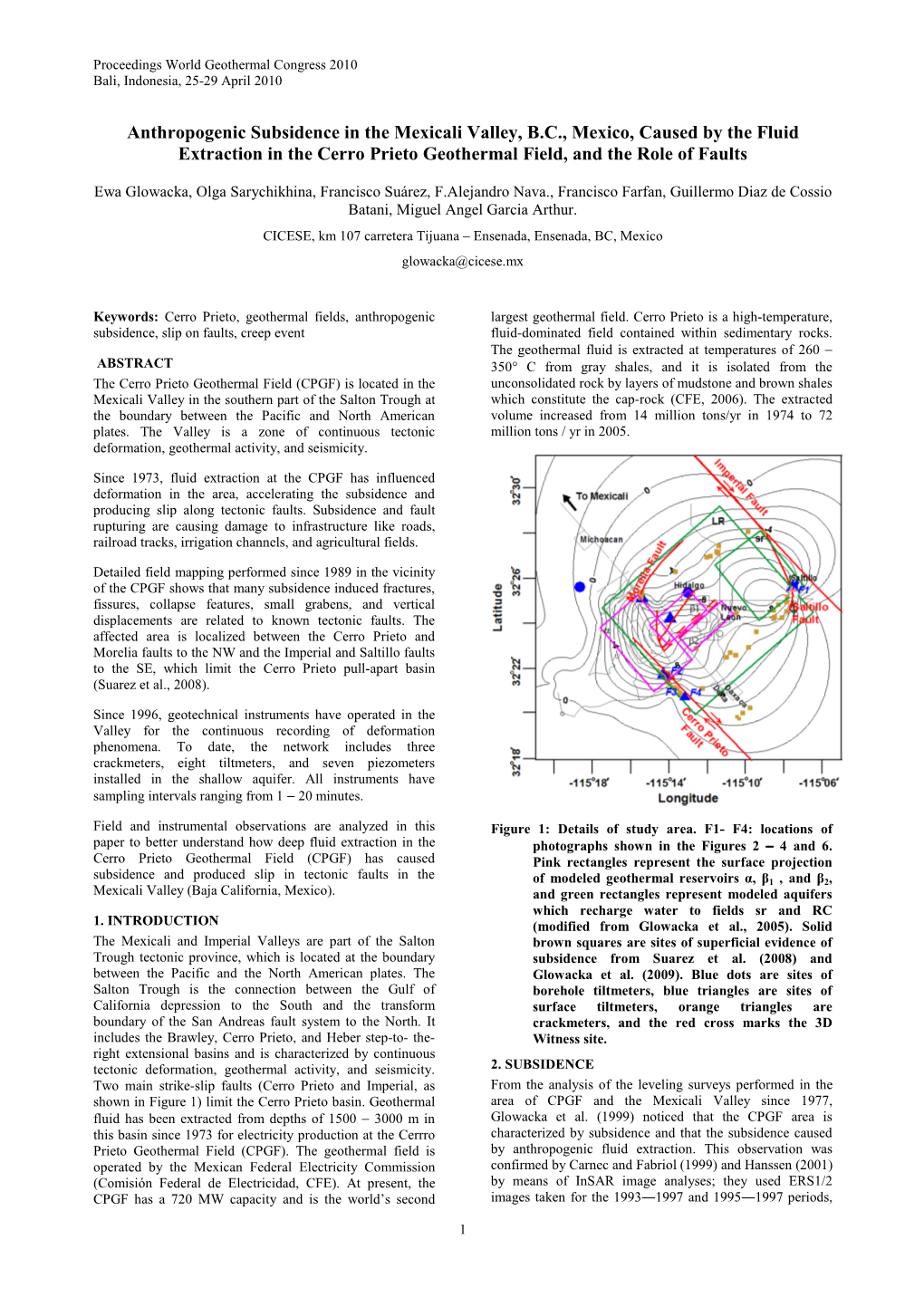 Anthropogenic Subsidence in the Mexicali Valley, B.C., Mexico, Caused by the Fluid Extraction in the Cerro Prieto Geothermal Field, and the Role of Faults