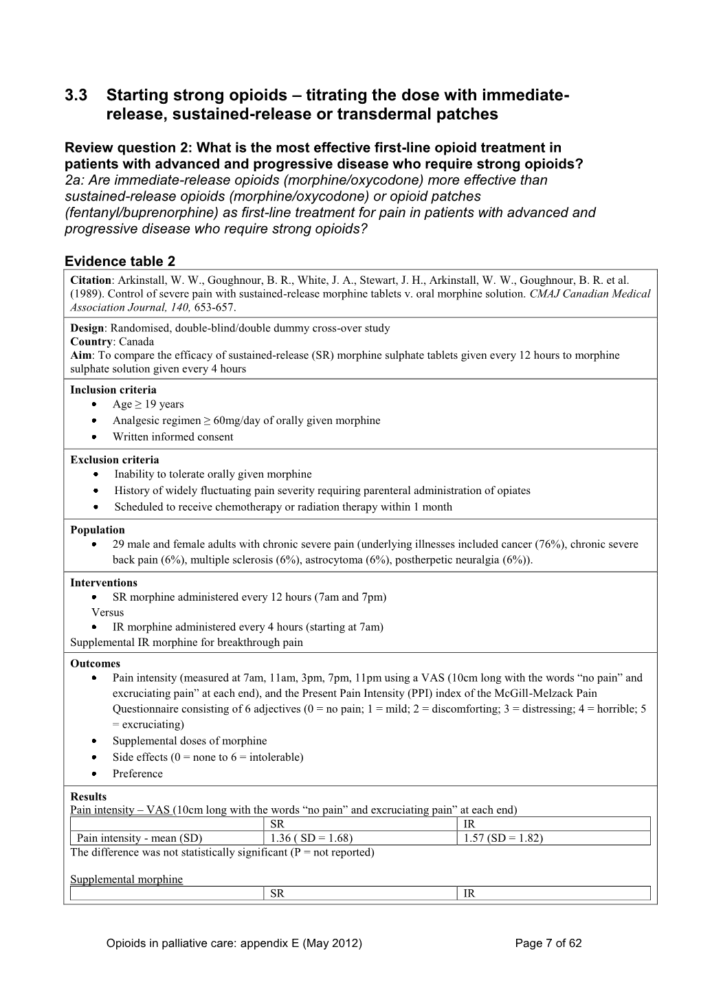 3.3 Starting Strong Opioids – Titrating the Dose with Immediate- Release, Sustained-Release Or Transdermal Patches