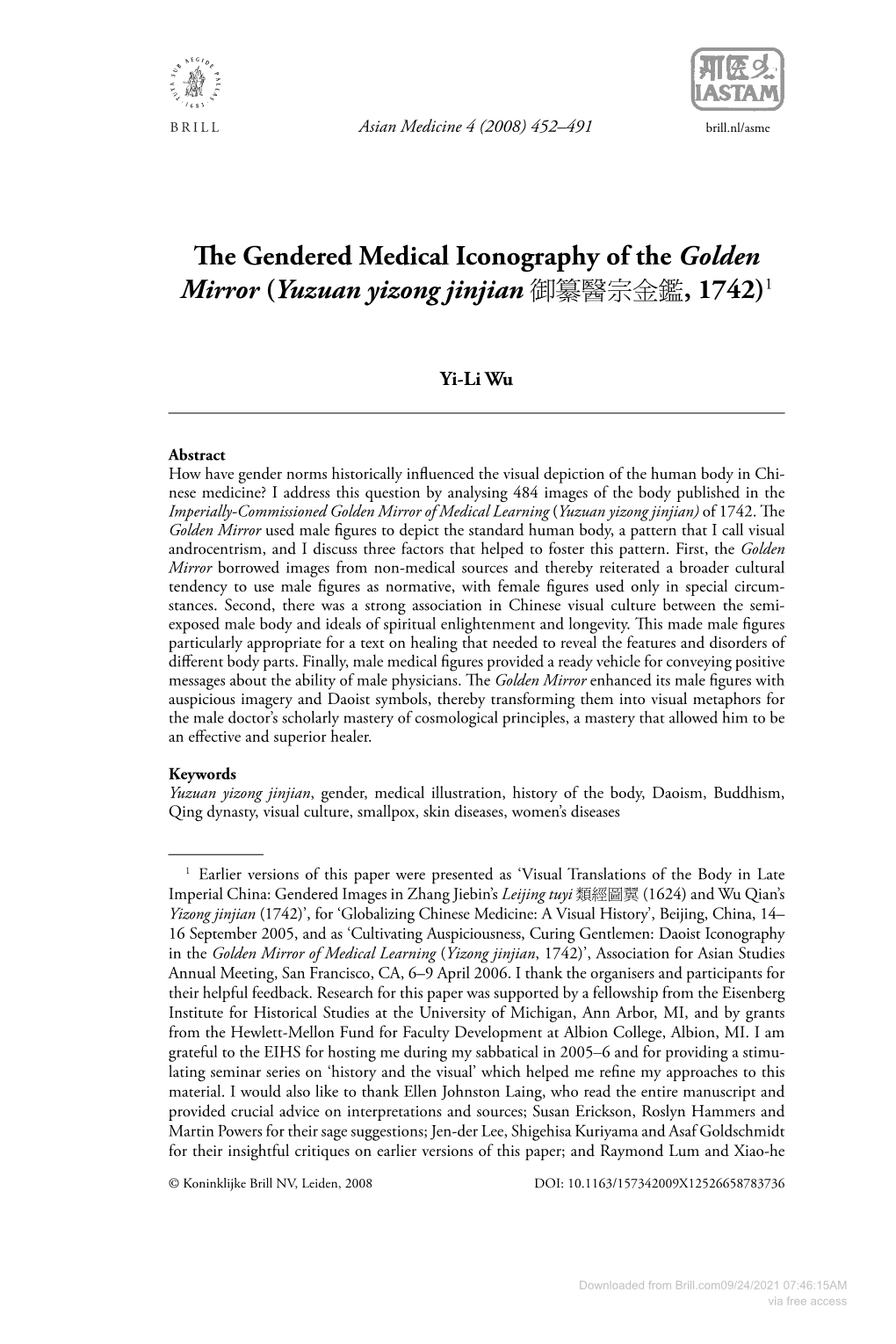 The Gendered Medical Iconography of the &lt;I&gt;Golden Mirror&lt;/I