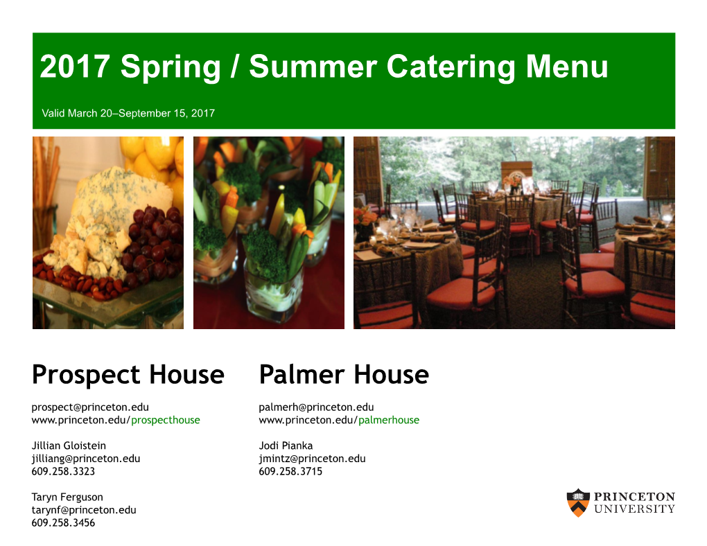 2017 Spring / Summer Catering Menu