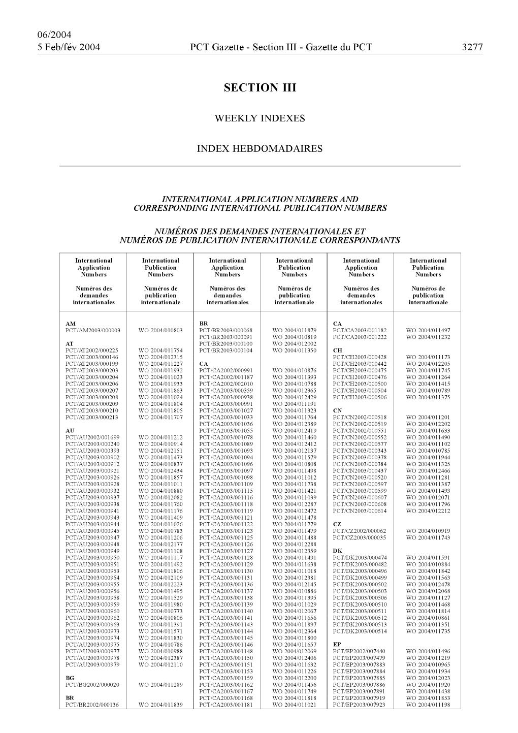 PCT Gazette, Weekly Issue No. 6, 2004